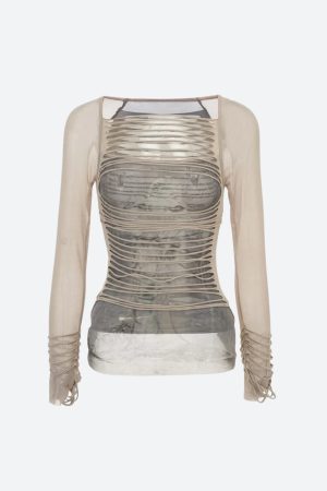 Stylish Work Outfits, Outfit Summer Ideas Grunge Layered Sheer Top