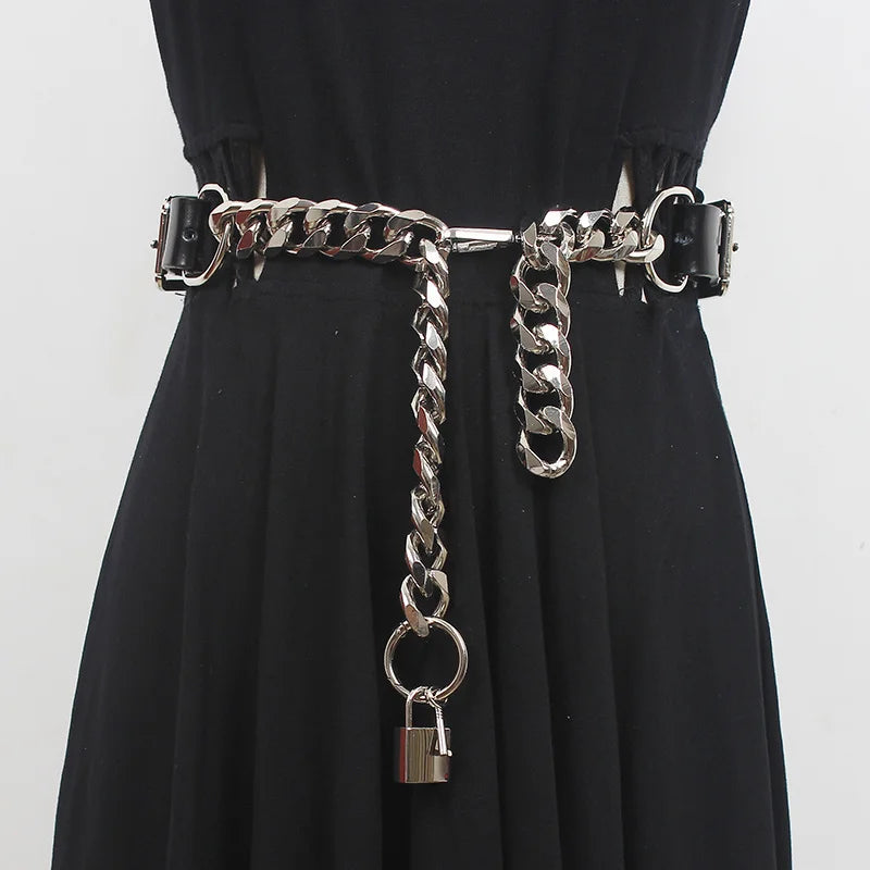 Stylish Work Outfits, Outfit Summer Ideas Grunge Lock Faux Leather Chain Belt