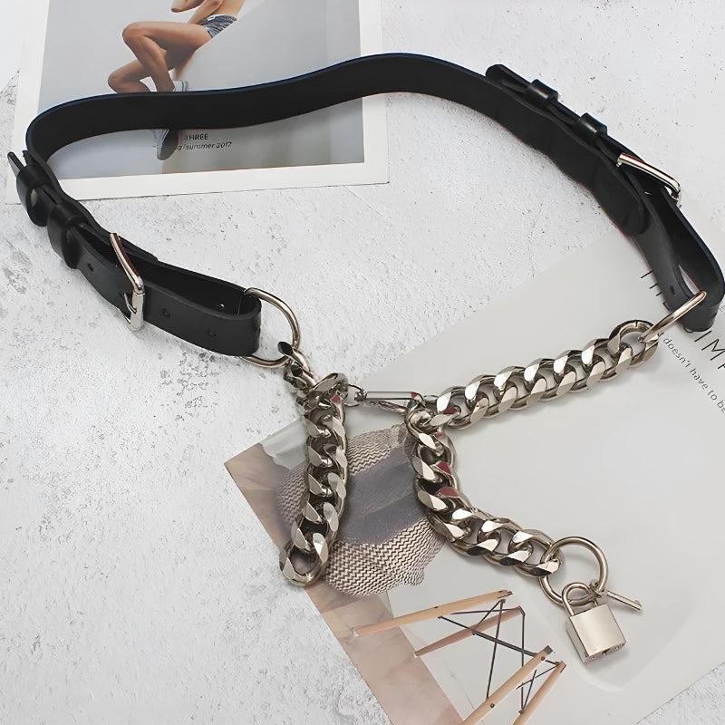 Stylish Work Outfits, Outfit Summer Ideas Grunge Lock Faux Leather Chain Belt Stylish Work Outfits, Outfit Summer Ideas Grunge Lock Faux Leather Chain Belt
