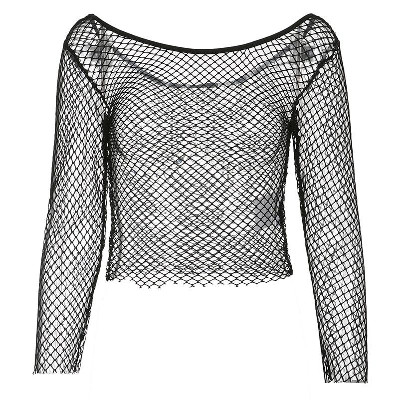 Stylish Work Outfits, Outfit Summer Ideas Grunge Long Sleeve Fishnet Top Stylish Work Outfits, Outfit Summer Ideas Grunge Long Sleeve Fishnet Top
