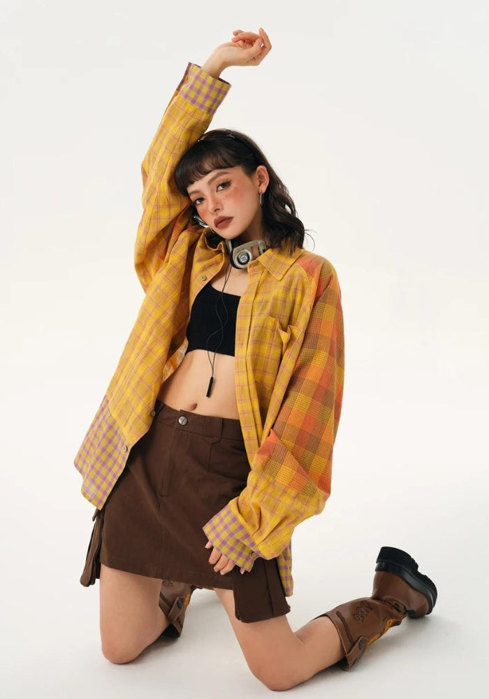 Stylish Work Outfits, Outfit Summer Ideas Grunge Multi Pattern Plaid Shirt Stylish Work Outfits, Outfit Summer Ideas Grunge Multi Pattern Plaid Shirt