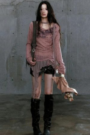 Stylish Work Outfits, Outfit Summer Ideas Grunge Neck Tie Ruffled Top