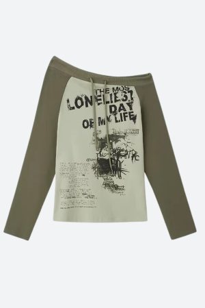 Stylish Work Outfits, Outfit Summer Ideas Grunge One Shoulder Drawstring Top