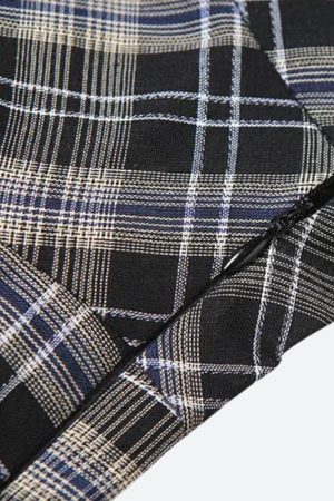 Stylish Work Outfits, Outfit Summer Ideas Grunge Plaid Asymmetric Mini Skirt