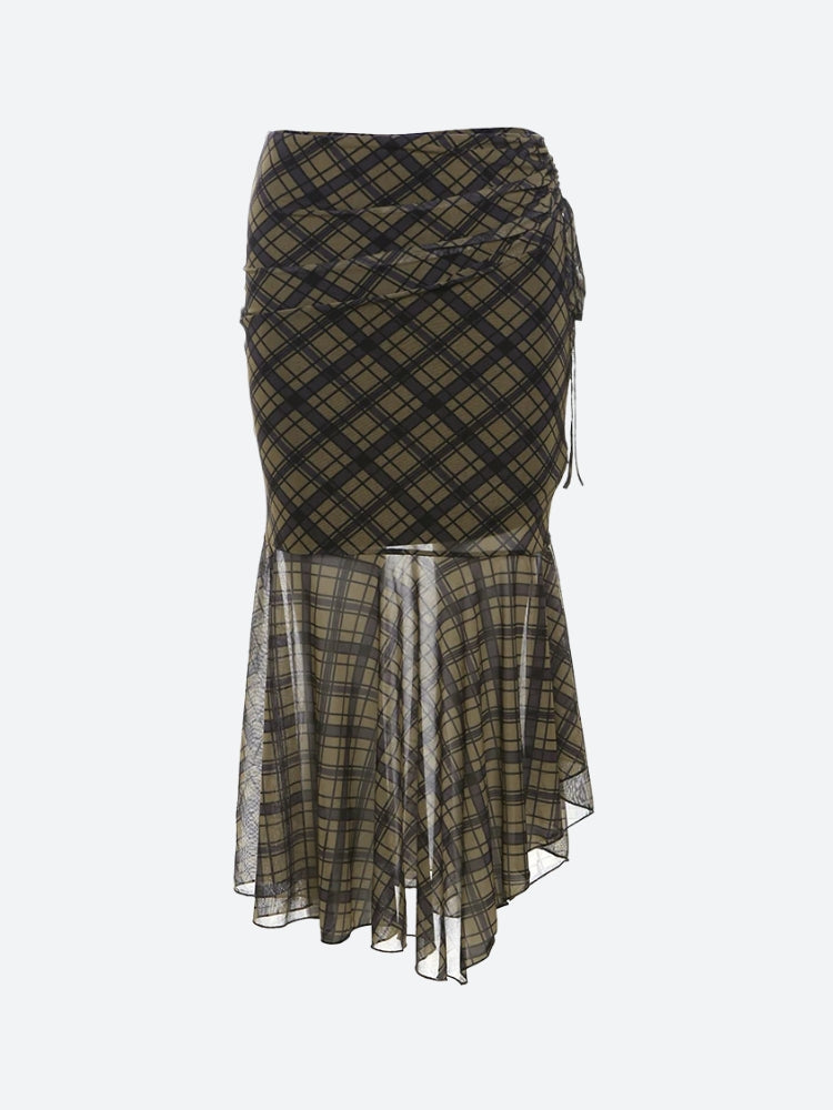 Stylish Work Outfits, Outfit Summer Ideas Grunge Plaid Mesh Midi Skirt Stylish Work Outfits, Outfit Summer Ideas Grunge Plaid Mesh Midi Skirt