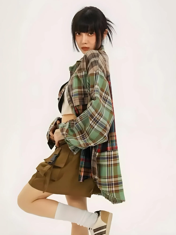 Stylish Work Outfits, Outfit Summer Ideas Grunge Plaid Shirt