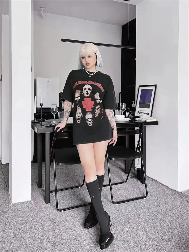 Stylish Work Outfits, Outfit Summer Ideas Grunge Rammstein Tee Stylish Work Outfits, Outfit Summer Ideas Grunge Rammstein Tee