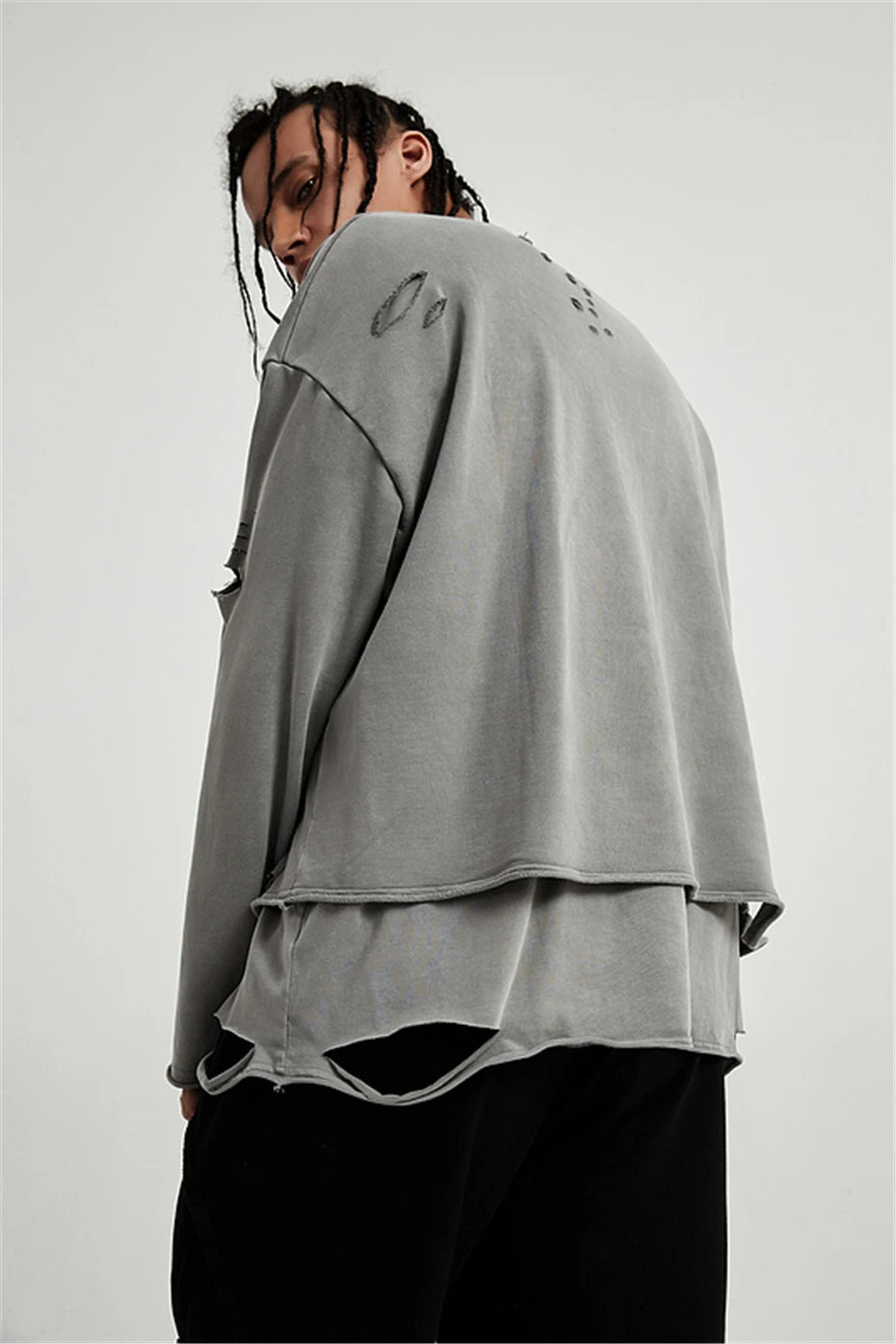 Stylish Work Outfits, Outfit Summer Ideas Grunge Ripped Layered Sweatshirt Stylish Work Outfits, Outfit Summer Ideas Grunge Ripped Layered Sweatshirt