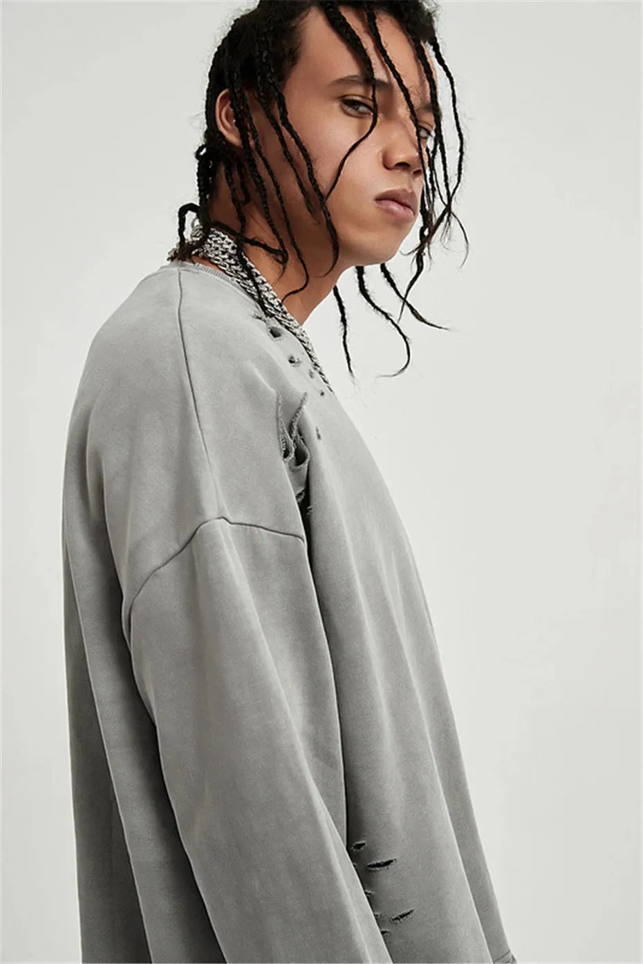 Stylish Work Outfits, Outfit Summer Ideas Grunge Ripped Layered Sweatshirt Stylish Work Outfits, Outfit Summer Ideas Grunge Ripped Layered Sweatshirt