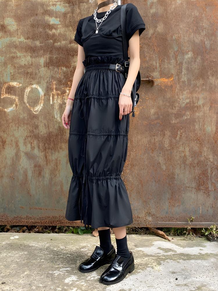 Stylish Work Outfits, Outfit Summer Ideas Grunge Ruched Midi Skirt