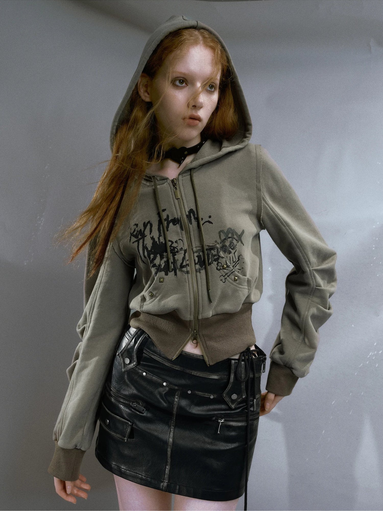 Stylish Work Outfits, Outfit Summer Ideas Grunge Ruched Sleeve Hoodie