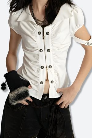 Stylish Work Outfits, Outfit Summer Ideas Grunge Ruched Top