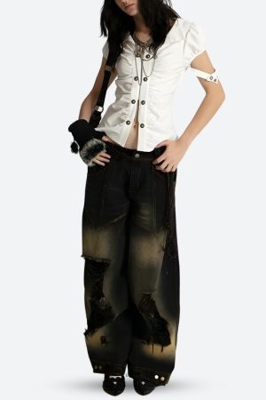 Stylish Work Outfits, Outfit Summer Ideas Grunge Ruched Top