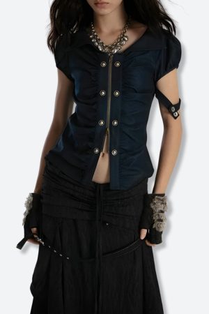 Stylish Work Outfits, Outfit Summer Ideas Grunge Ruched Top