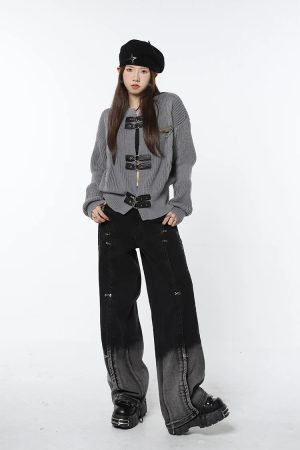 Stylish Work Outfits, Outfit Summer Ideas Grunge Saddle Buckle Cardigan