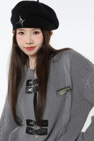 Stylish Work Outfits, Outfit Summer Ideas Grunge Saddle Buckle Cardigan