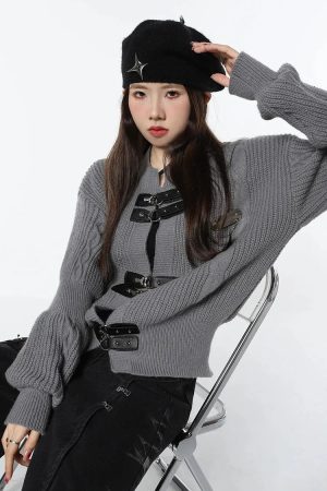 Stylish Work Outfits, Outfit Summer Ideas Grunge Saddle Buckle Cardigan