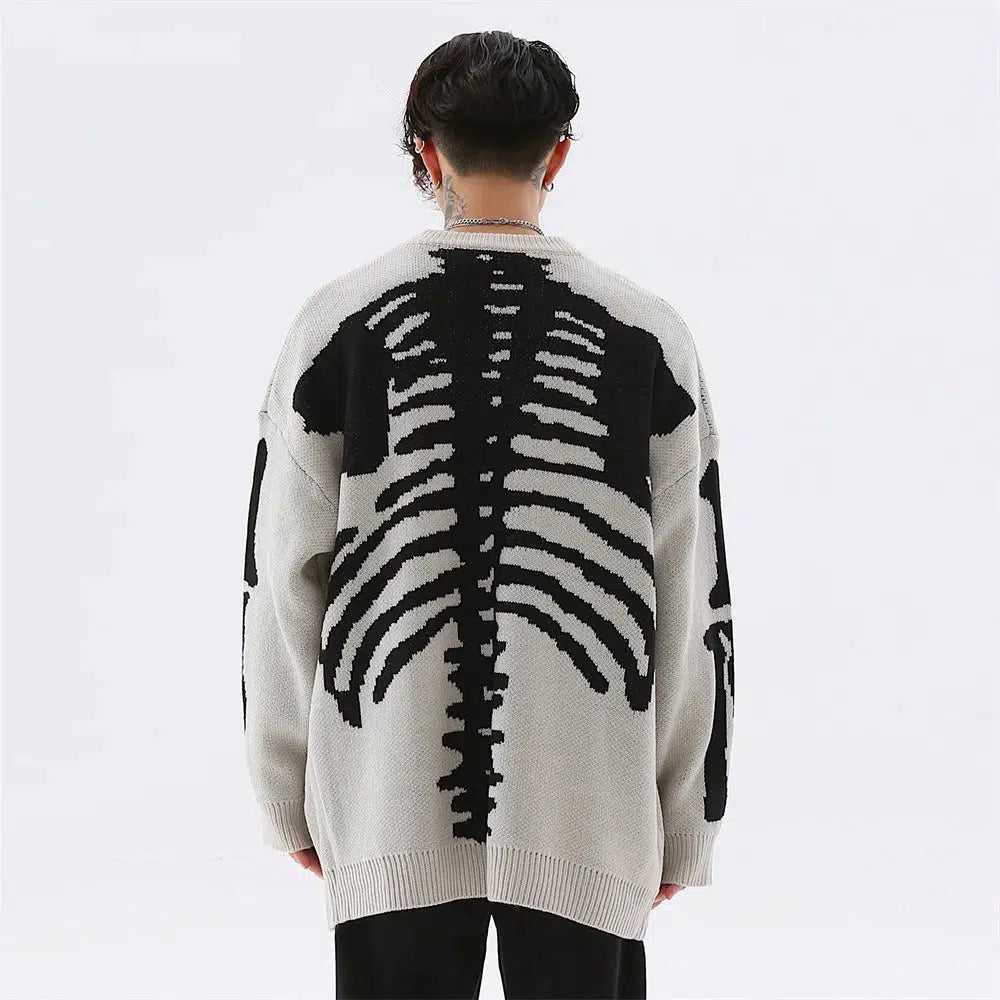 Stylish Work Outfits, Outfit Summer Ideas Grunge Skeleton Knitted Sweater