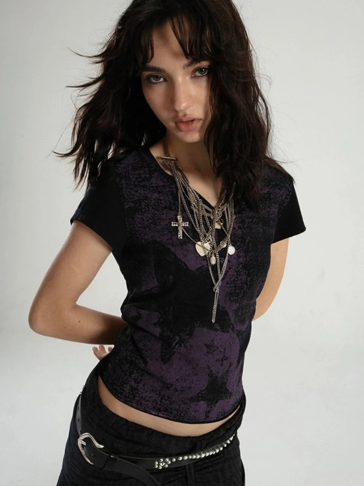 Stylish Work Outfits, Outfit Summer Ideas Grunge Star Printed Top Stylish Work Outfits, Outfit Summer Ideas Grunge Star Printed Top