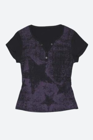 Stylish Work Outfits, Outfit Summer Ideas Grunge Star Printed Top