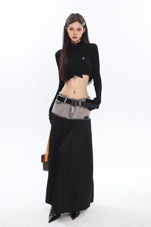 Stylish Work Outfits, Outfit Summer Ideas Grunge Turtleneck Distressed Sweater