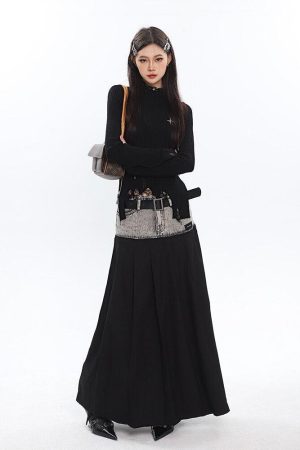 Stylish Work Outfits, Outfit Summer Ideas Grunge Turtleneck Distressed Sweater