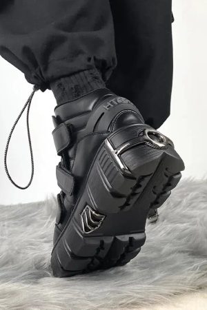 Stylish Work Outfits, Outfit Summer Ideas Grunge Velcro Strap Platform Boots