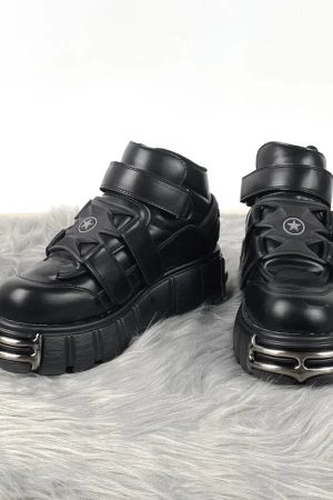 Stylish Work Outfits, Outfit Summer Ideas Grunge Velcro Strap Platform Boots