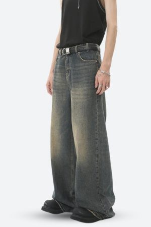 Stylish Work Outfits, Outfit Summer Ideas Grunge Wide Leg Denim Jeans