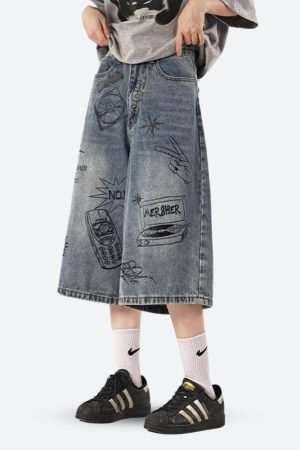 Stylish Work Outfits, Outfit Summer Ideas Grunge Wide Leg Denim Shorts