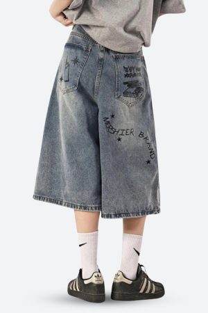 Stylish Work Outfits, Outfit Summer Ideas Grunge Wide Leg Denim Shorts