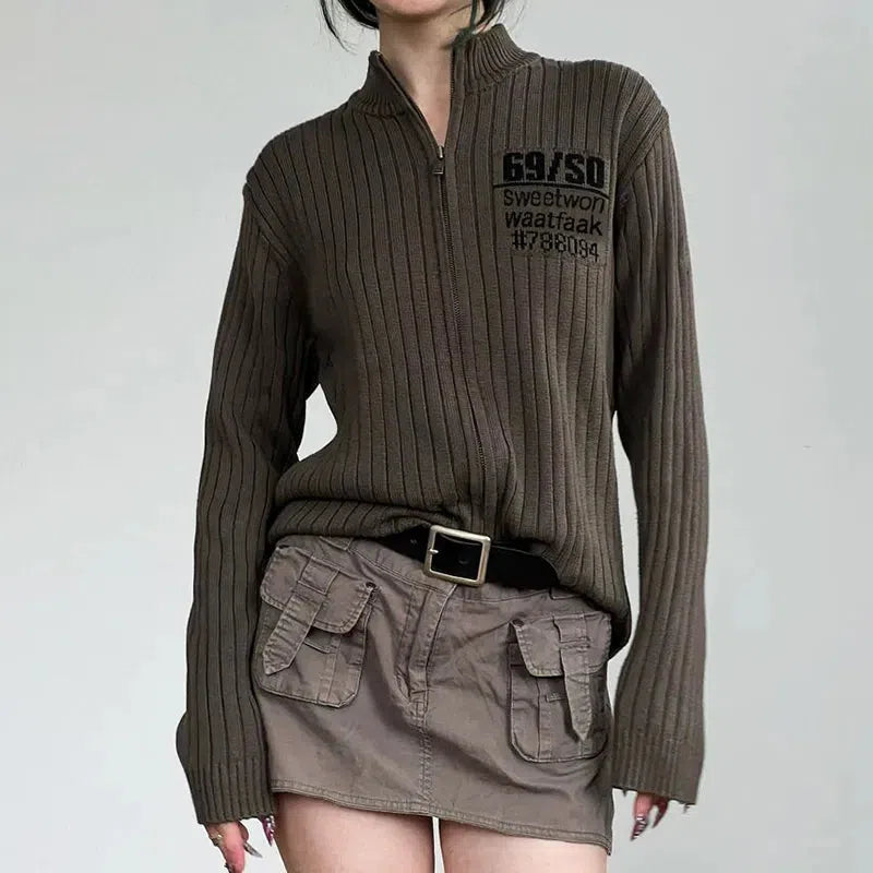 Stylish Work Outfits, Outfit Summer Ideas Grunge Zip-Up Cardigan Jacket Stylish Work Outfits, Outfit Summer Ideas Grunge Zip-Up Cardigan Jacket