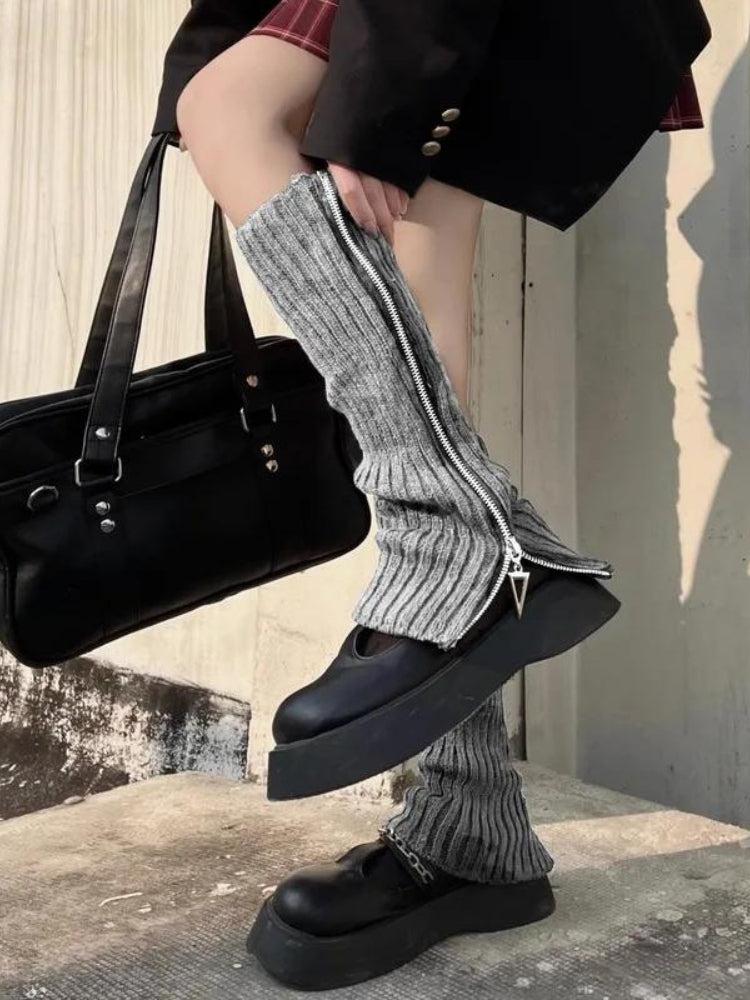 Stylish Work Outfits, Outfit Summer Ideas Grunge Zip-Up Knitted Leg Warmers Stylish Work Outfits, Outfit Summer Ideas Grunge Zip-Up Knitted Leg Warmers