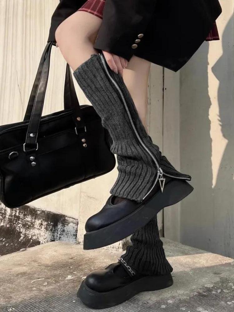 Stylish Work Outfits, Outfit Summer Ideas Grunge Zip-Up Knitted Leg Warmers Stylish Work Outfits, Outfit Summer Ideas Grunge Zip-Up Knitted Leg Warmers