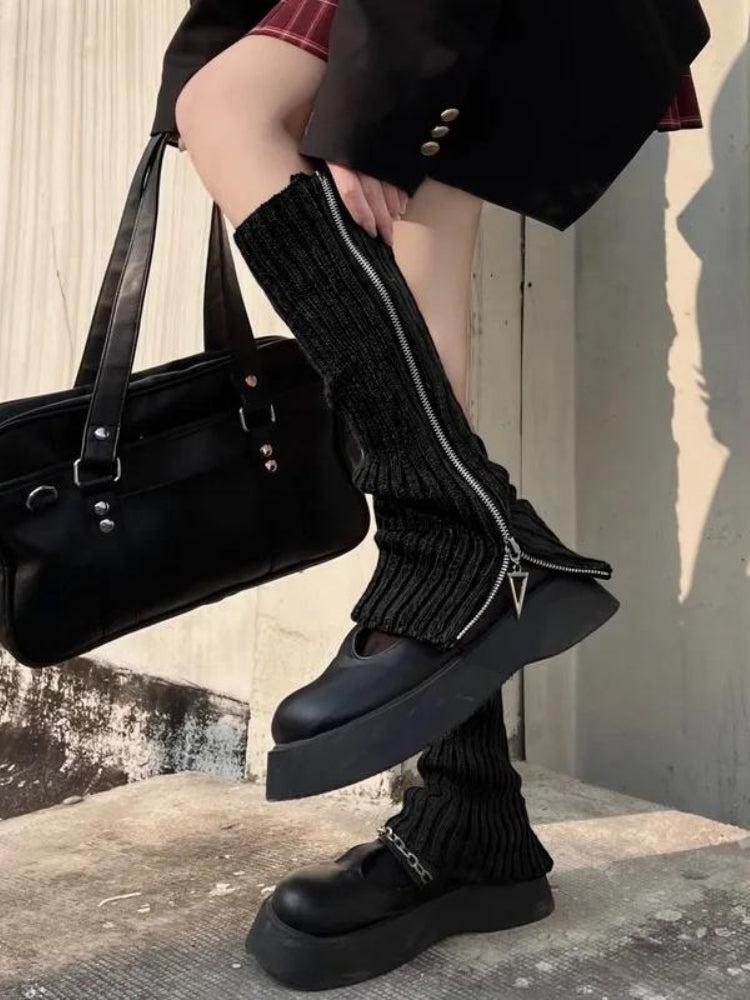 Stylish Work Outfits, Outfit Summer Ideas Grunge Zip-Up Knitted Leg Warmers Stylish Work Outfits, Outfit Summer Ideas Grunge Zip-Up Knitted Leg Warmers