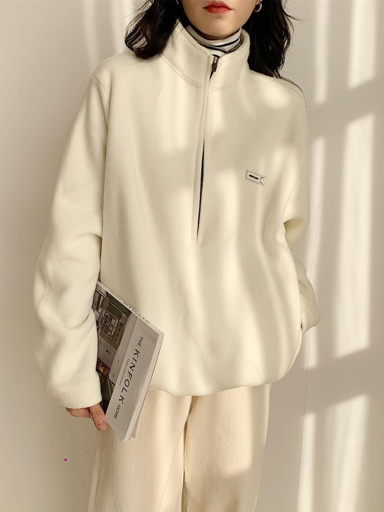 Stylish Work Outfits, Outfit Summer Ideas Half Zipper Fleece Sweatshirt Stylish Work Outfits, Outfit Summer Ideas Half Zipper Fleece Sweatshirt