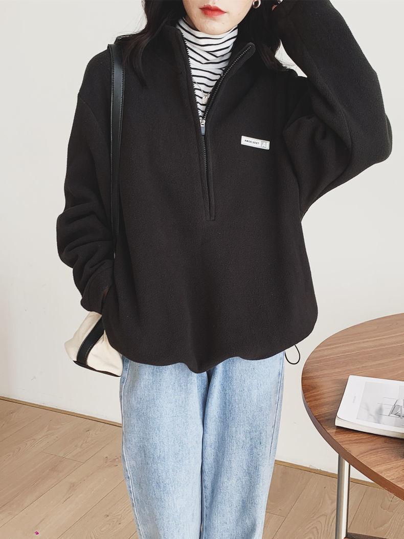 Stylish Work Outfits, Outfit Summer Ideas Half Zipper Fleece Sweatshirt Stylish Work Outfits, Outfit Summer Ideas Half Zipper Fleece Sweatshirt