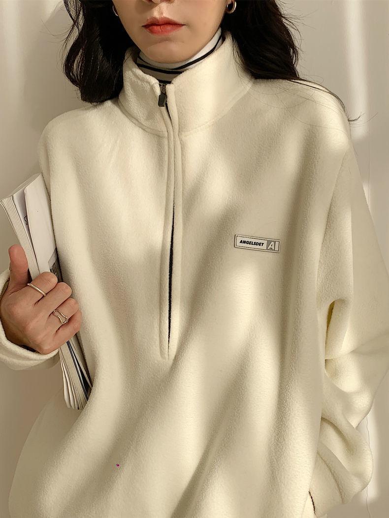 Stylish Work Outfits, Outfit Summer Ideas Half Zipper Fleece Sweatshirt Stylish Work Outfits, Outfit Summer Ideas Half Zipper Fleece Sweatshirt