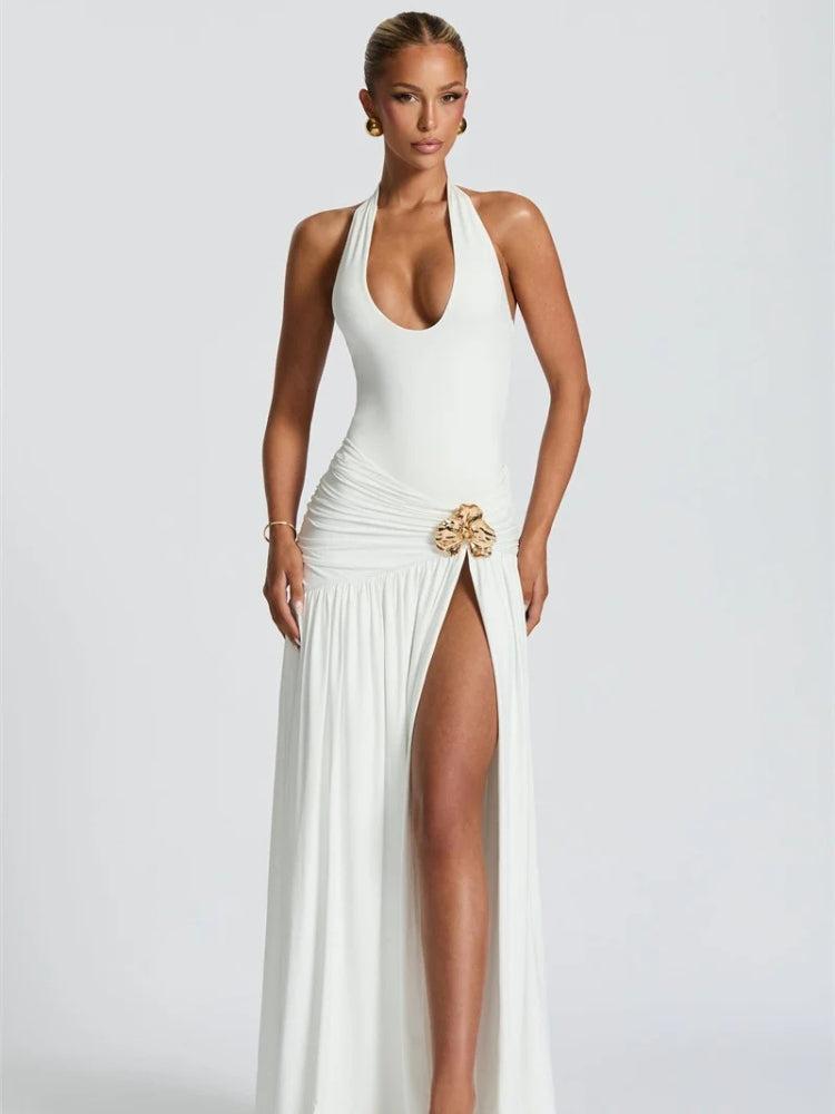 Stylish Work Outfits, Outfit Summer Ideas Halter Bodysuit & Maxi Skirt Two Piece Set Stylish Work Outfits, Outfit Summer Ideas Halter Bodysuit & Maxi Skirt Two Piece Set