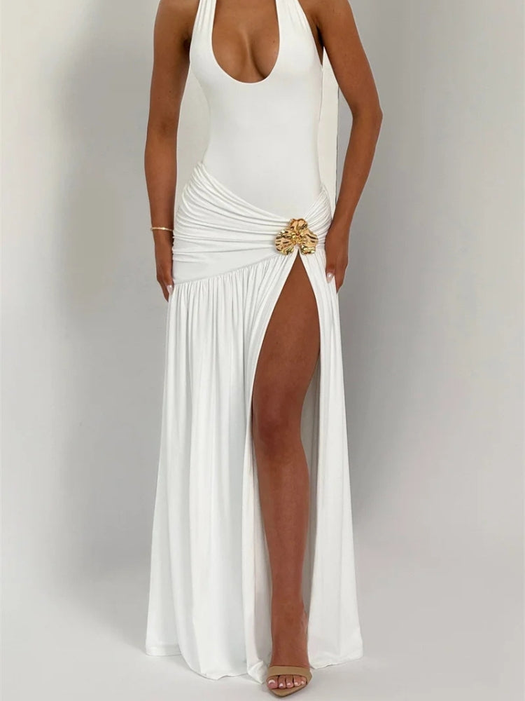 Stylish Work Outfits, Outfit Summer Ideas Halter Bodysuit & Maxi Skirt Two Piece Set Stylish Work Outfits, Outfit Summer Ideas Halter Bodysuit & Maxi Skirt Two Piece Set