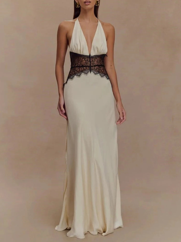 Stylish Work Outfits, Outfit Summer Ideas Halter Neck Backless Maxi Dress