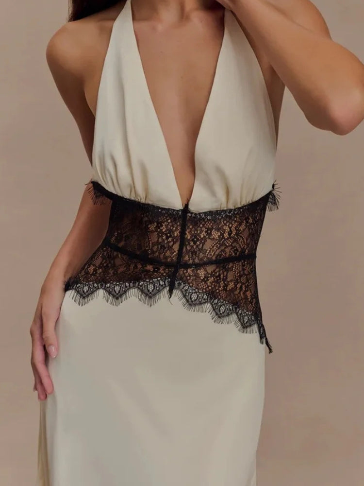 Stylish Work Outfits, Outfit Summer Ideas Halter Neck Backless Maxi Dress Stylish Work Outfits, Outfit Summer Ideas Halter Neck Backless Maxi Dress