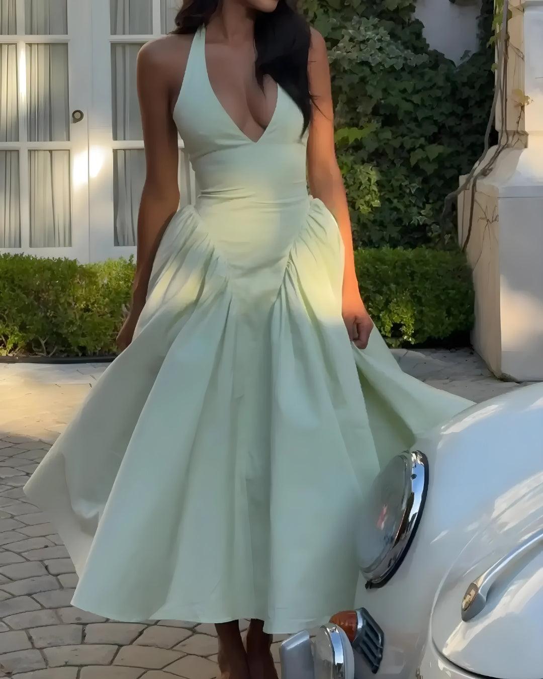 Stylish Work Outfits, Outfit Summer Ideas Halter Neck Corset Midi Dress Stylish Work Outfits, Outfit Summer Ideas Halter Neck Corset Midi Dress