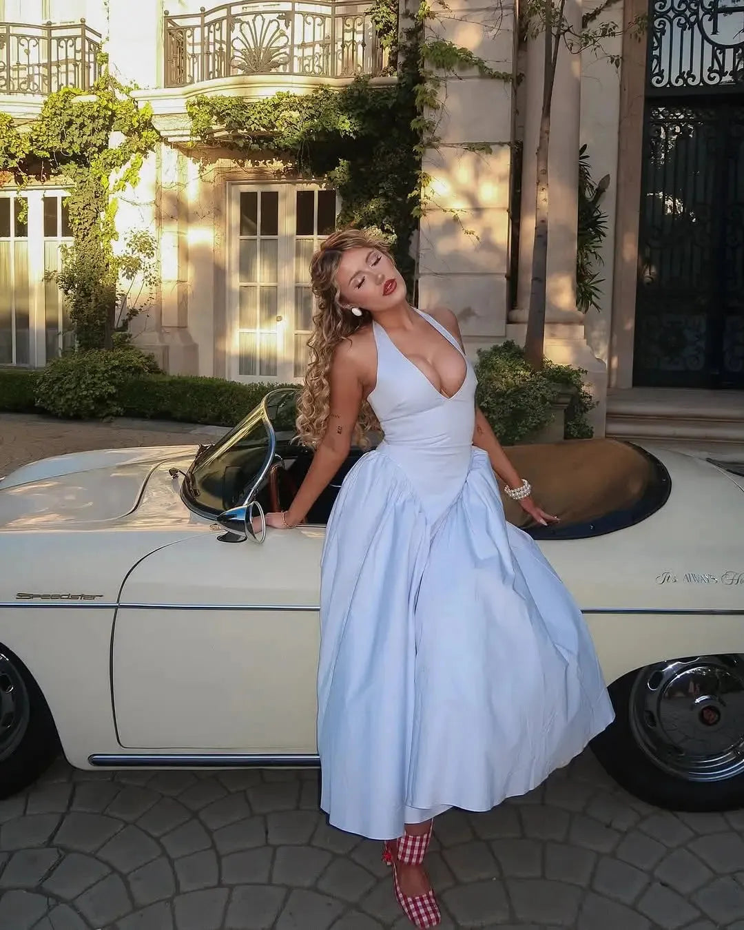 Stylish Work Outfits, Outfit Summer Ideas Halter Neck Corset Midi Dress Stylish Work Outfits, Outfit Summer Ideas Halter Neck Corset Midi Dress