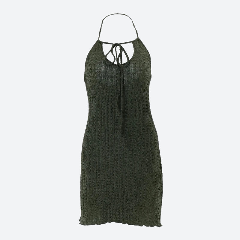 Stylish Work Outfits, Outfit Summer Ideas Halter Neck Knitted Mini Dress Stylish Work Outfits, Outfit Summer Ideas Halter Neck Knitted Mini Dress