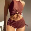 Stylish Work Outfits, Outfit Summer Ideas Halter Top & Swim Shorts Bikini Set
