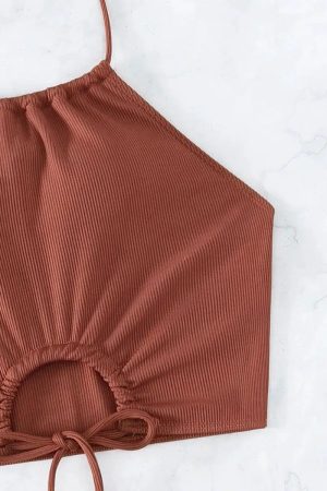 Stylish Work Outfits, Outfit Summer Ideas Halter Top & Swim Shorts Bikini Set