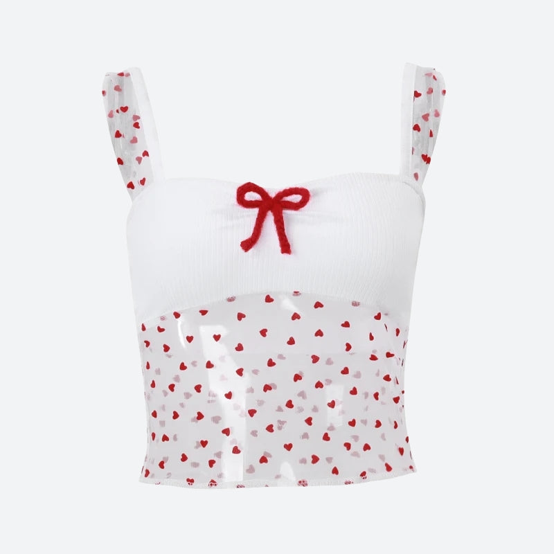 Stylish Work Outfits, Outfit Summer Ideas Heart Knitted Sheer Crop Top Stylish Work Outfits, Outfit Summer Ideas Heart Knitted Sheer Crop Top