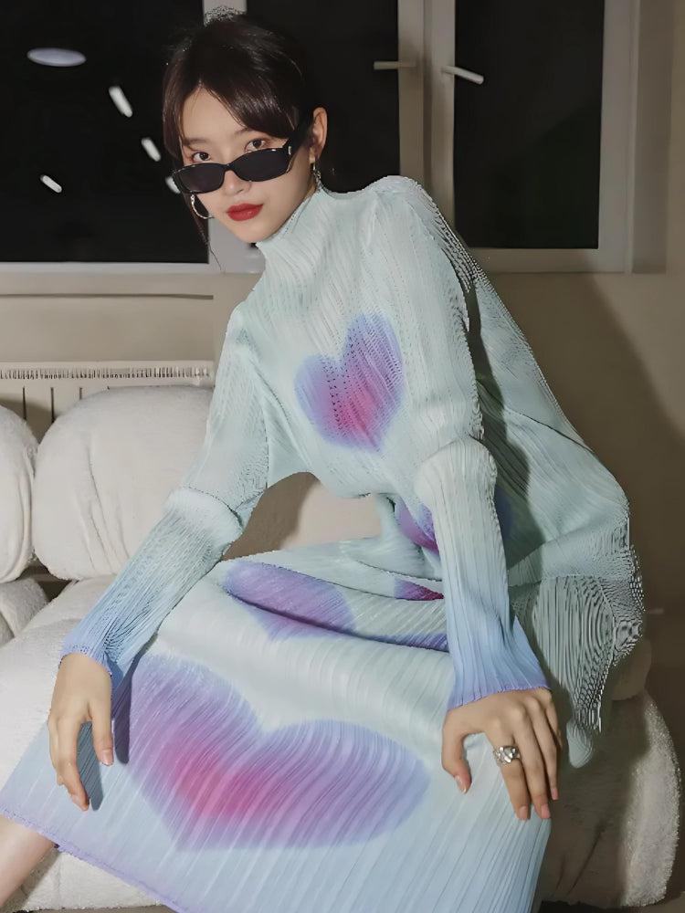 Stylish Work Outfits, Outfit Summer Ideas Heart Pleated Top & Midi Skirt Two Piece Set Stylish Work Outfits, Outfit Summer Ideas Heart Pleated Top & Midi Skirt Two Piece Set