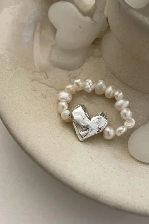 Stylish Work Outfits, Outfit Summer Ideas Heart Stone Beaded Ring